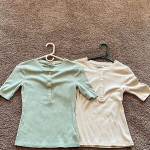 GAP Kids Mint and White Button-Up Shirts